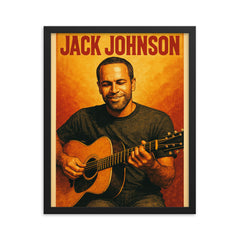Jack Johnson framed print on a plain backdrop in size 16"x20".