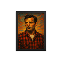 Jack Kerouac framed print on a plain backdrop in size 12"x16".