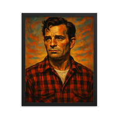 Jack Kerouac framed print on a plain backdrop in size 16"x20".