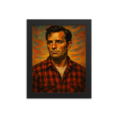 Jack Kerouac framed print on a plain backdrop in size 8"x10".