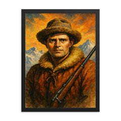 Jack London framed print on a plain backdrop in size 18"x24".
