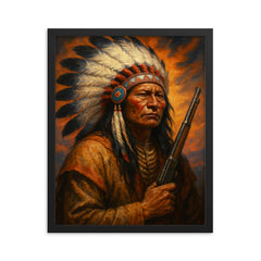 Jack Red Cloud framed print on a plain backdrop in size 16"x20".