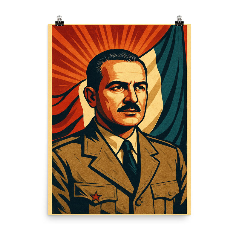 Jacobo Arbenz poster on a plain backdrop in size 8