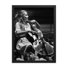 Jacqueline du Pré framed print on a plain backdrop in size 18"x24".