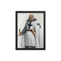 Jacques de Molay framed print on a plain backdrop in size 12"x16".