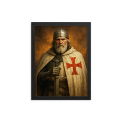 Jacques de Molay framed print on a plain backdrop in size 12"x16".