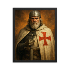 Jacques de Molay framed print on a plain backdrop in size 16"x20".