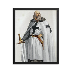 Jacques de Molay framed print on a plain backdrop in size 16"x20".
