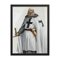 Jacques de Molay framed print on a plain backdrop in size 18"x24".