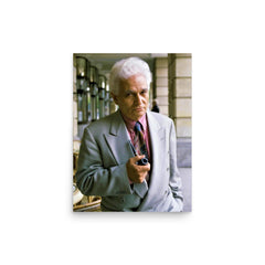 Jacques Derrida poster on a plain backdrop in size 12"x16".