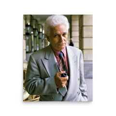 Jacques Derrida poster on a plain backdrop in size 16"x20".