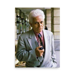 Jacques Derrida poster on a plain backdrop in size 18"x24".