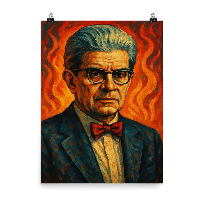Jacques Lacan poster on a plain backdrop in size 8