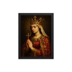 Jadwiga of Poland in jeweled prayer framed print on a plain backdrop in size 12"x16".