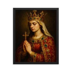 Jadwiga of Poland in jeweled prayer framed print on a plain backdrop in size 16"x20".