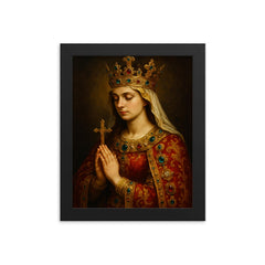 Jadwiga of Poland in jeweled prayer framed print on a plain backdrop in size 8"x10".