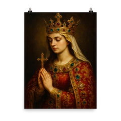 Jadwiga of Poland in jeweled prayer poster on a plain backdrop in size 8"x10".