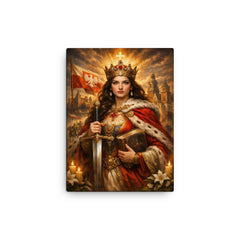 Jadwiga of Poland with sword and book canvas print on a plain backdrop in size 12"x16".