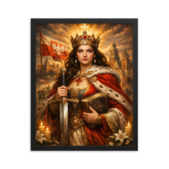 Jadwiga of Poland with sword and book framed print on a plain backdrop in size 16"x20".