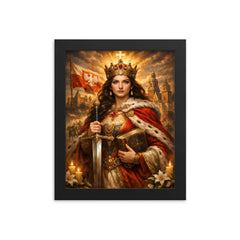 Jadwiga of Poland with sword and book framed print on a plain backdrop in size 8"x10".