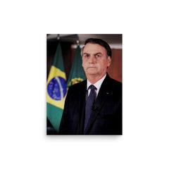 Jair Bolsonaro poster on a plain backdrop in size 12"x16".