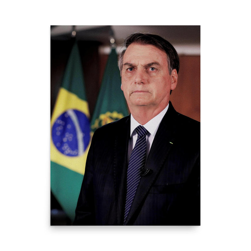 Jair Bolsonaro poster on a plain backdrop in size 18