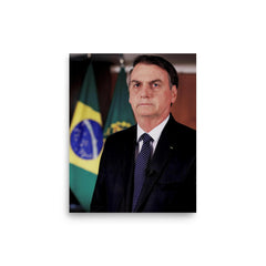 Jair Bolsonaro poster on a plain backdrop in size 8"x10".