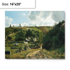 Jalais Hill, Pontoise by Camille Pissarro metal print on a plain backdrop in size 16"x20".