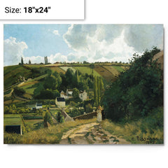 Jalais Hill, Pontoise by Camille Pissarro metal print on a plain backdrop in size 18"x24".
