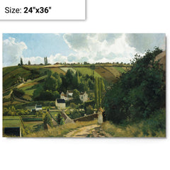Jalais Hill, Pontoise by Camille Pissarro metal print on a plain backdrop in size 24"x36".
