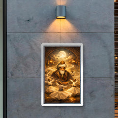Jalal ad Din Rumi with circling dervishes poster 2