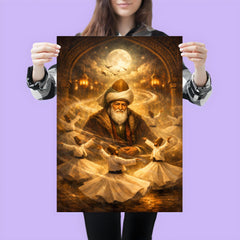 Jalal ad Din Rumi with circling dervishes poster 3