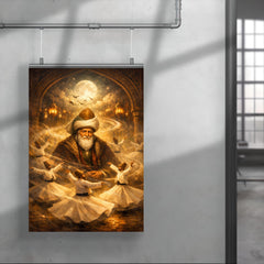 Jalal ad Din Rumi with circling dervishes poster 4