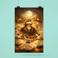 Jalal ad Din Rumi with circling dervishes poster 6