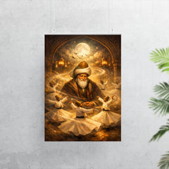 Jalal ad Din Rumi with circling dervishes poster 7