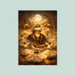 Jalal ad Din Rumi with circling dervishes poster 8