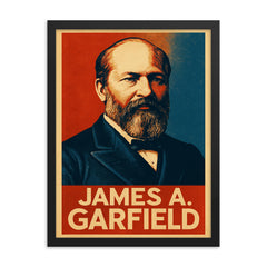 James A Garfield framed print on a plain backdrop in size 18"x24".