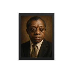 James Baldwin portrait framed print on a plain backdrop in size 12"x16".