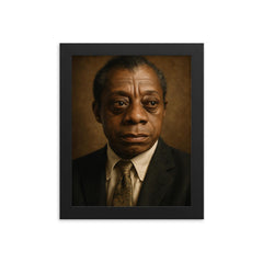 James Baldwin portrait framed print on a plain backdrop in size 8"x10".