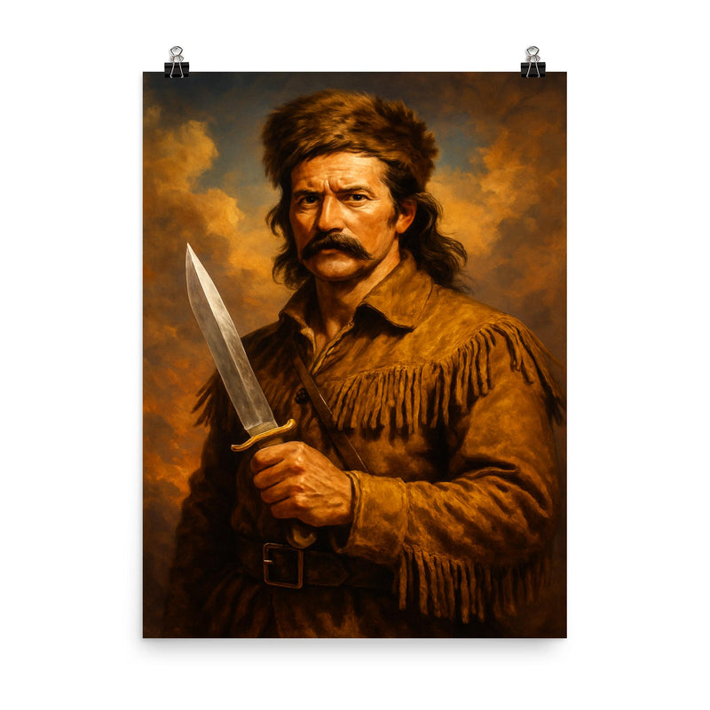 James Bowie poster on a plain backdrop in size 8