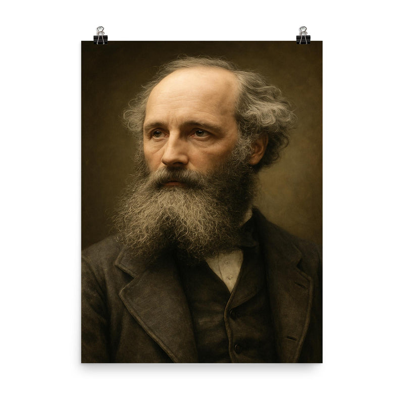 James Clerk Maxwell portrait poster on a plain backdrop in size 8