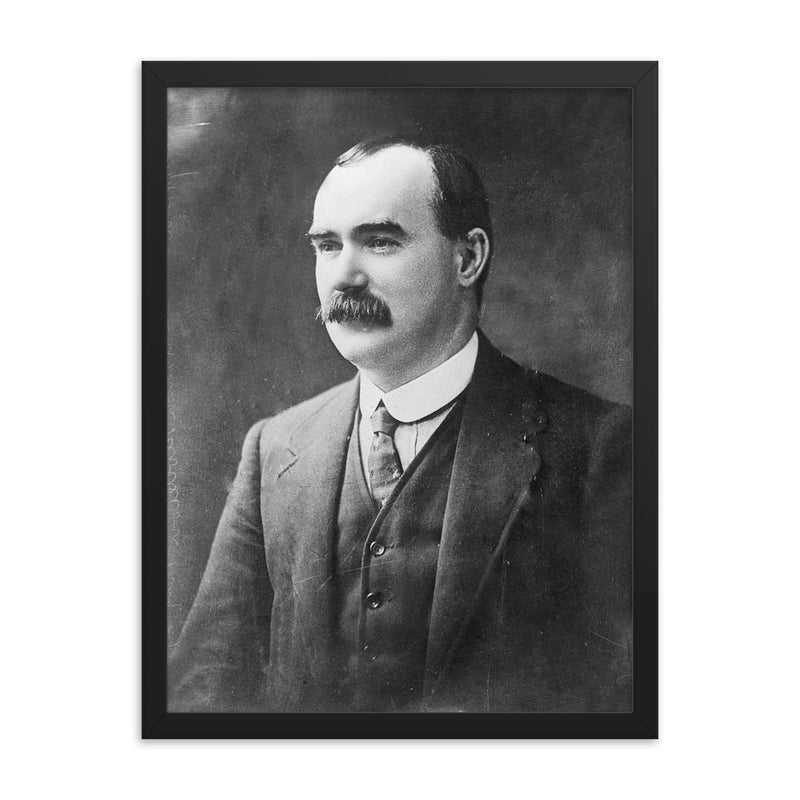 James Connolly framed print on a plain backdrop in size 18