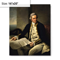James Cook metal print on a plain backdrop in size 16"x20".