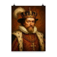 James I of England poster on a plain backdrop in size 8"x10".