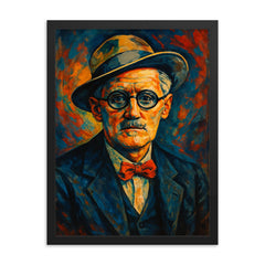 James Joyce framed print on a plain backdrop in size 18"x24".