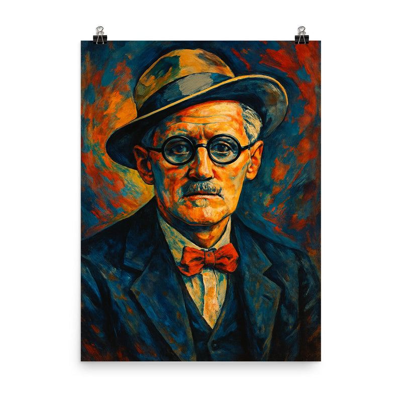 James Joyce poster on a plain backdrop in size 8