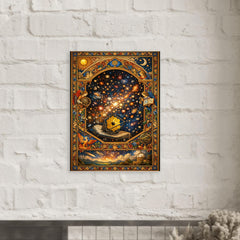 James Webb deep field as illuminated manuscript metal print mockup