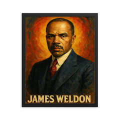 James Weldon Johnson framed print on a plain backdrop in size 16"x20".