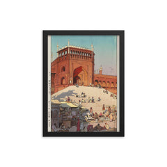 Jami Masjid, Delhi by Hiroshi Yoshida, 1931 framed print on a plain backdrop in size 12"x16".