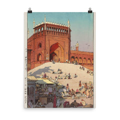 Jami Masjid, Delhi by Hiroshi Yoshida, 1931 poster on a plain backdrop in size 8"x10".